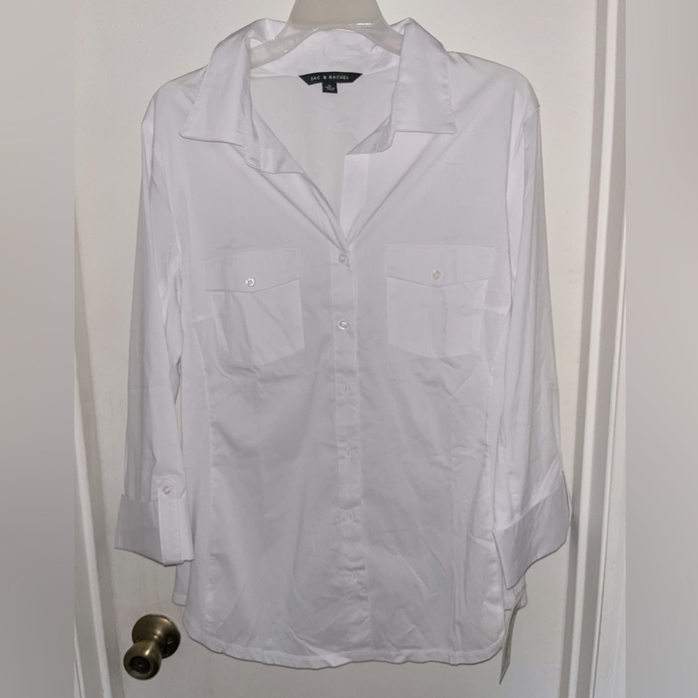 Women’s Zac and Rachel white button-up collared shirt BRAND NEW WITH TAGS